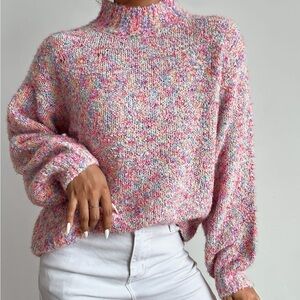 NWOT Mock Neck Space Dye Sweater